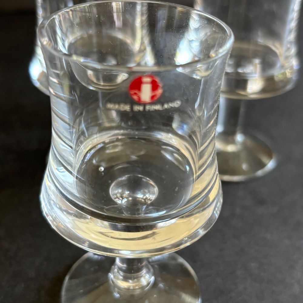 Iittala Crystal Glasses Cordial Sherry Port Grappa Set 6 Finland Vintage 1960s - Picture 3 of 9
